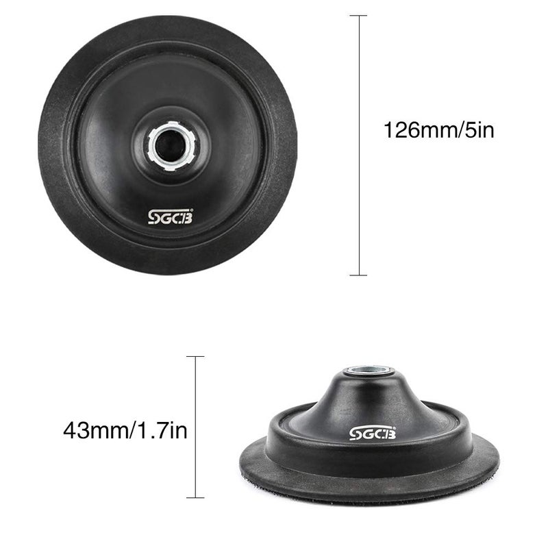 SGCB 5â€ RO Rotary Flexible Backing Plate, Hoop-and-Loop Face 5/8â€ Thread PU Soft Backing Pad Used On Rotary Polisher Sander for Sanding Polishing Buffing Finishing - Image 2